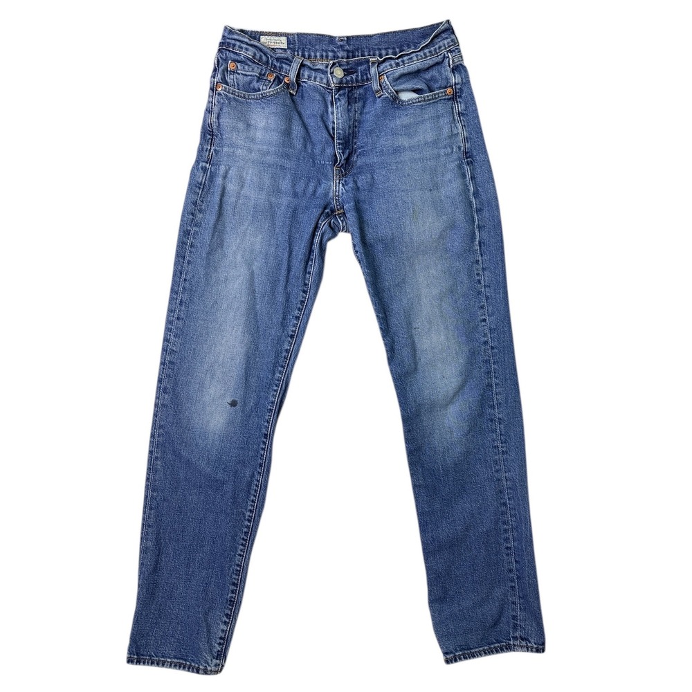 Levis Premium Big E‎ Straight Leg Jeans Medium Wash Blue Denim Mens stained